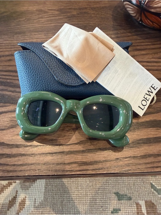 Loewe Accessories - Loewe Glossy Olive Green Sculpted Sunglasses